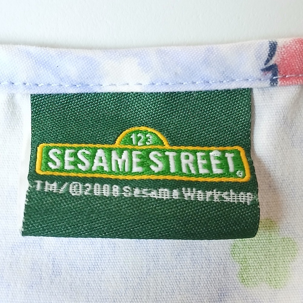 Sesame Street Women S Scrub Top Elmo Cookie Monster Big Bird Kidcore Y2K Medical - Picture 4 of 6